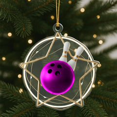 Maxcorners Star Bowling Ball Ornament, Personalized Bowler Christmas Gift, Custom Name Bowling Pin Xmas Decor, Sports Keepsake for Team
 LM1111