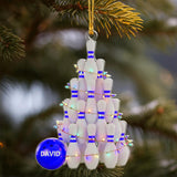 Maxcorners Personalized Bowling Pin Tree Ornament, Custom Name Bowler Christmas Gift, Bowling Pin Xmas Decor, Sports Team Keepsake, Funny Tree
 LM1111