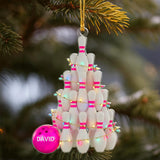 Maxcorners Personalized Bowling Pin Tree Ornament, Custom Name Bowler Christmas Gift, Bowling Pin Xmas Decor, Sports Team Keepsake, Funny Tree
 LM1111