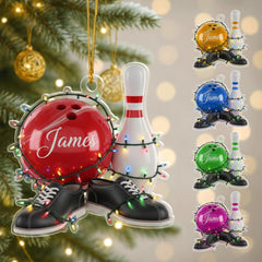 Maxcorners Personalized Bowling Ornament – Custom Name Christmas Decoration Gift for Bowlers and Sports Lovers, 2D flat ornament
 LM1111