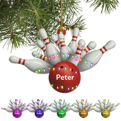 Maxcorners Custom Name Bowling Strike Ornament, 2D Flat Bowling Ornament, Christmas Tree Hanging, Gift for Bowlers, Bowling Lover Holiday Ornament
 LM1111