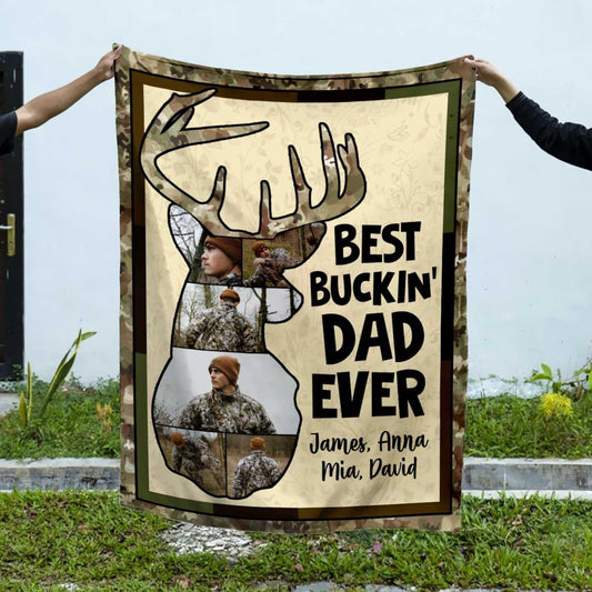 Maxcorners Personalized Hunting Photo Collage Blanket, Father's Day Gift for Dad
 LM1611