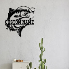 Maxcorners Custom Bass Fishing Metal Sign, Metal Wall Art