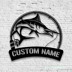 Maxcorners Custom Atlantic Blue Marlin Fishing Metal Sign Fish Wall Art