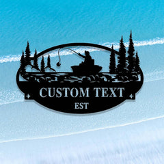 Maxcorners Custom River Fishing Metal Sign, Metal Wall Art