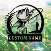 Maxcorners Custom Fishing Metal Sign, ,Fisherman Catching Fish Wall Art