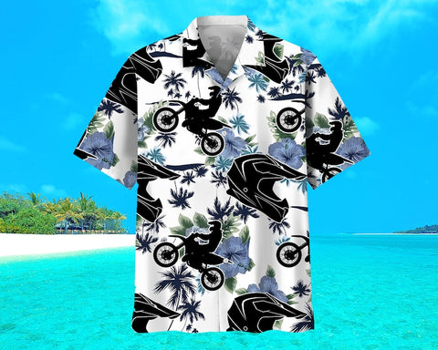 Maxcorner Dirt Bike Racing Palm Tree Floral Hawaiian Shirt