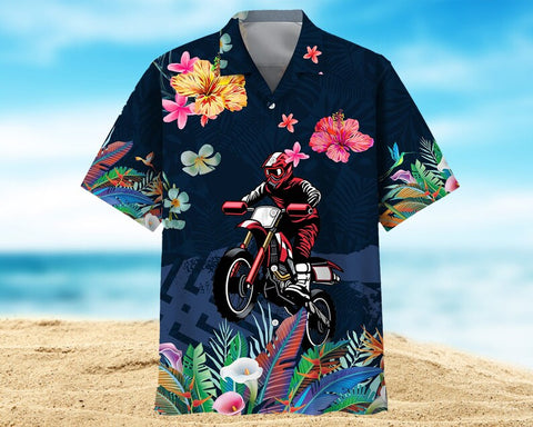 Maxcorner Flower Colorful Dirt Bike Hawaiian Shirt