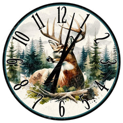 Maxcorners Buck Deer Metal Clock: Rustic Cabin Decor Buck Forest TU3012