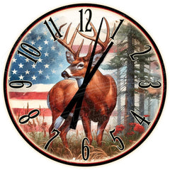 Maxcorners American Whitetail Deer Clock: Rustic Cabin Decor Whitetail Wilderness TU3012