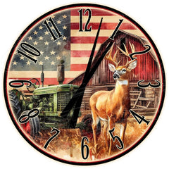 Maxcorners American Whitetail Deer Clock: Rustic Cabin Decor Whitetail Farm TU3012