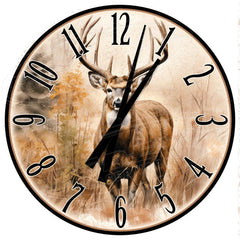 Maxcorners Buck Deer Metal Clock: Rustic Cabin Decor Buck In The Woods TU3012
