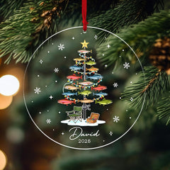 Maxcorners Personalized Fishing Christmas Ornament, Fishing Man Ornament, Christmas Gift For Fishing Lovers, Xmas Tree Decor Gift For Fishing Lovers 2D Flat