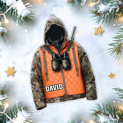 Maxcorners Personalized Orange Safety Vest Deer Hunter Outfit Christmas 3D Ornament, Custom Holiday Tree Decor, Perfect Gift for Hunter