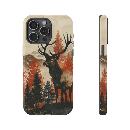 Maxcorners Hunting Stag Deer Buck Ink Forest  Full Wrap Phone Case LM1012