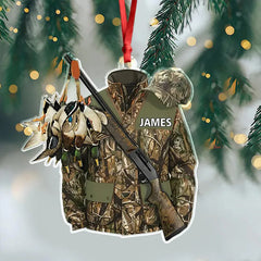 Maxcorners Personalized Duck Hunting Camo Jacket Christmas 3D Ornament, Custom Holiday Tree Decor, Perfect Gift for Hunter