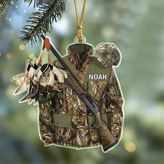 Maxcorners Personalized Duck Hunting Camo Jacket Christmas 3D Ornament, Custom Holiday Tree Decor, Perfect Gift for Hunter