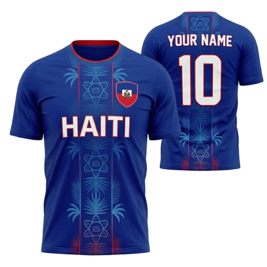 Maxcorners Haiti Soccer Lover Personalized 3D Fan Jersey Custom Football T Shirt With Name Number