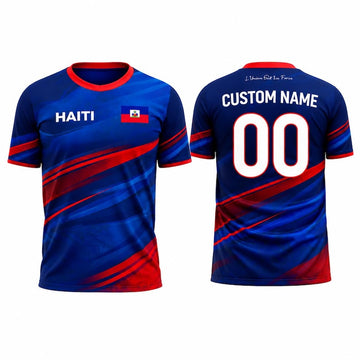 Maxcorners Personalized Haiti Soccer Pride Jersey 3D Football Fan Shirt For Men Women Youth