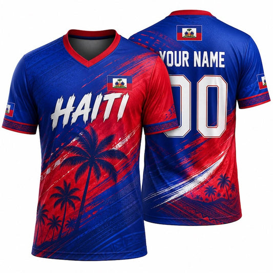 Maxcorners Custom Haiti Football Lover Jersey 3D Personalized T Shirt With Name Number Gift