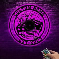 Maxcorners Poker Game Room Decor, Custom Poker Name and Est. Year Metal Wall Art LED, Gift For Poker LoverLM1009