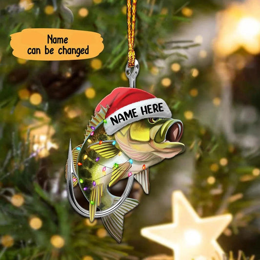 Maxcorners Personalized Fishing Bass Fishing Christmas Ornament, Custom Acrylic Ornaments, Gift For Fisherman
