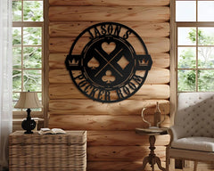 Maxcorners LED Poker Room Wall Sign,  Custom Poker Name Metal Wall Art, Gift For Poker LoverLM1009