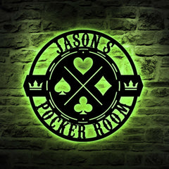 Maxcorners LED Poker Room Wall Sign,  Custom Poker Name Metal Wall Art, Gift For Poker LoverLM1009