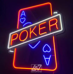 Maxcorners Custom Poker LED Sign, Poker Neon Sign Wall Decor for Game Room or Bar, Casino Led Light Wall Art, Poker Room Wall DecorLM1009