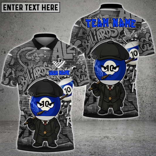 Maxcorners  Billiards 10 Balls Graffiti  Personalized Name, Blue Billiards Shirt For Victoria Haddox