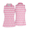Maxcorners Breast Cancer Golf Shirt, Pink Argyle Golf Shirt, Breast Cancer Awareness Shirts, Women Golf Shirt LM1507