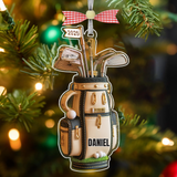 Maxcorners Personalized Golf Bag Acrylic Ornament, Custom Name Golf Ornament, Golf Keychain, Christmas Golf Gift