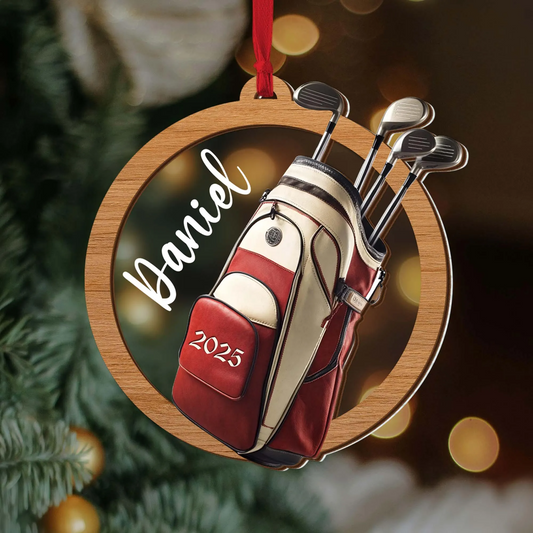 Maxcorners Custom Name Golf Backpack Acrylic Ornament, Golf Ornaments For Christmas Tree, Christmas Presents For Golfers