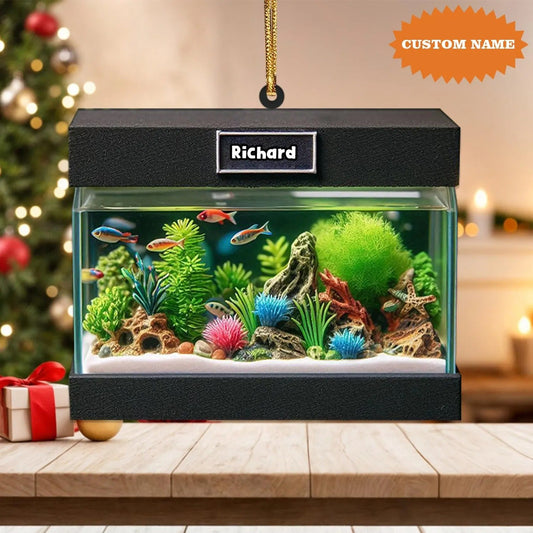 Maxcorners Personalized Aquarium Christmas Ornament, Fishing Ornament, Gift For Fisherman, Christmas Tree Decor
