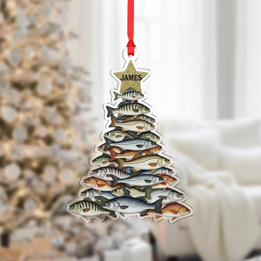 Maxcorners Personalized Fishing Christmas Ornament, Fishing Ornament, Gift For Fisherman, Christmas Tree Decor
