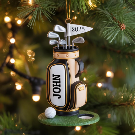 Maxcorners Custom Golf Bag Acrylic Ornament, Golf Keychain, Golf Accessories, Christmas Golf Gift, Gift For Golf Dad