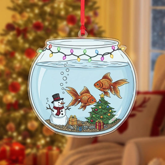 Maxcorners Fish Bowl Christmas Ornaments, Custom Acrylic Ornaments, Gift For Fisherman, Christmas Tree Decor