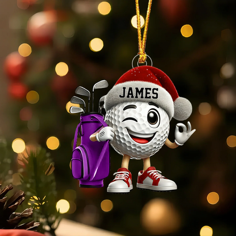 Maxcorners Custom Name Golf Ball Ornament, Golf Ornaments For Christmas Tree, Christmas Presents For Golfers