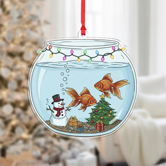 Maxcorners Fish Bowl Christmas Ornaments, Custom Acrylic Ornaments, Gift For Fisherman, Christmas Tree Decor