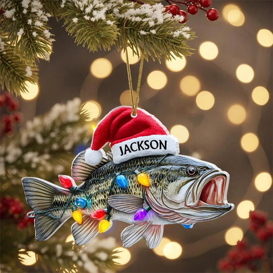 Maxcorners Personalized Bass Fishing Ornaments, Fishing Ornament, Gift For Fisherman, Christmas Tree Decor