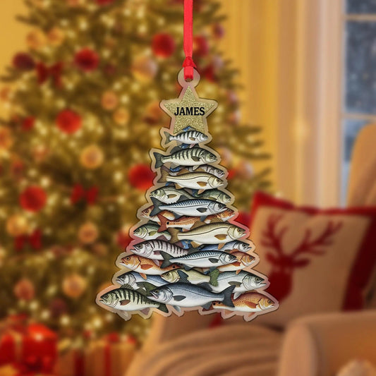 Maxcorners Personalized Fishing Christmas Ornament, Fishing Ornament, Gift For Fisherman, Christmas Tree Decor