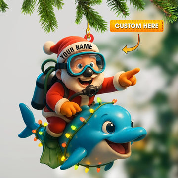 Maxcorners Diving Santa Home Decor, Christmas Ornament, Personalized Ornament 2D Flat LM2111