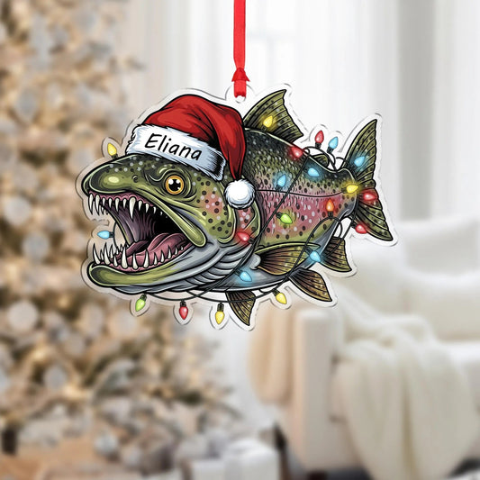 Maxcorners Personalized Trout Fishing Ornament, Custom Acrylic Ornaments, Gift For Fisherman, Christmas Tree Decor
