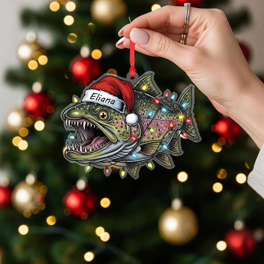 Maxcorners Personalized Trout Fishing Ornament, Custom Acrylic Ornaments, Gift For Fisherman, Christmas Tree Decor