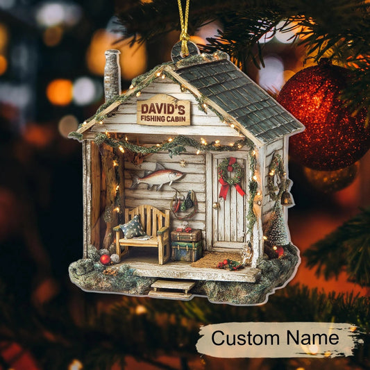 Maxcorners Fishing Cabin 2D Flat Acrylic Ornament, Fishing Ornament, Gift For Fisherman, Christmas Tree Decor