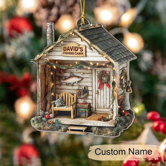 Maxcorners Fishing Cabin 2D Flat Acrylic Ornament, Fishing Ornament, Gift For Fisherman, Christmas Tree Decor