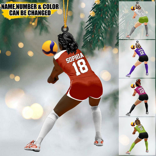 Maxcorners Custom Volleyball Ornament, Personalized Name Number Color Volleyball Player Christmas Ornament, Volleyball Gift for Girls