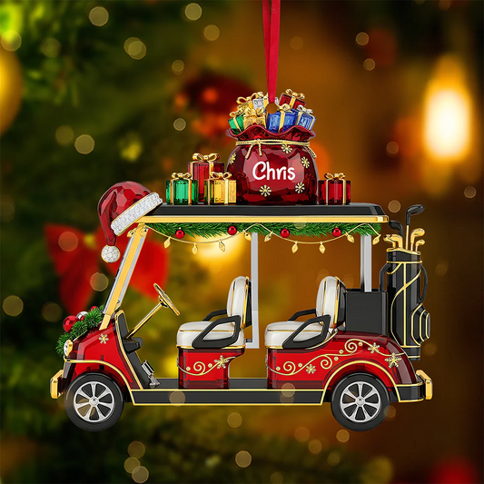 Maxcorners Custom Name Golf Cart Ornament, Golf Ornaments For Christmas Tree, Christmas Presents For Golfers