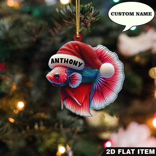 Maxcorners Beta Fish Christmas Ornament, Fishing Ornament, Gift For Fisherman, Christmas Tree Decor