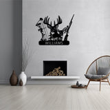 Maxcorners Personalized Deer Hunter Metal Wall Art, Custom Name Bow and Hunting Rifle Sign, Deer Hunting Wall Hanging, Hunter Gift LM0110